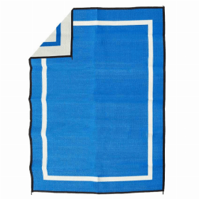 Recycled Plastic Indoor & Outdoor Rug with plastic carry bag: Cadet Blue 5' x 7'