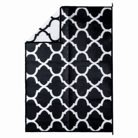 Recycled Plastic Indoor & Outdoor Rug with plastic carry bag: Black Lattice 5' x 7'