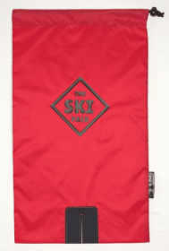 The Ski Pack Adult Red fabric,  dark navy straps