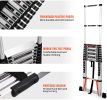 Telescoping Ladder 16.5 FT Lightweight Aluminum Extension Ladder with Stable Support Easy Retraction Anti-Slip Collapsible Ladder for Home Roof Multi-