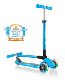 Primo Foldable Scooter With Lights (Color: Sky Blue, size: Age 3+)
