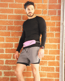 Rhythm Water-Resistant Sport Waist Pack Running Belt with Reflective Strip (Color: Pink)