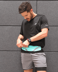 Rhythm Water-Resistant Sport Waist Pack Running Belt with Reflective Strip (Color: Aqua Blue)