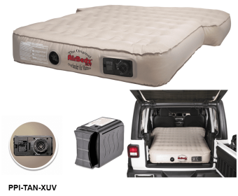 Pittman Outdoors JEEP, SUV & Crossover Vehicle Rear Seats Down Air Mattress with Built-in Rechargeable Battery Air Pump (Color: Tan, size: 66" x 52" x 10" Inflated)